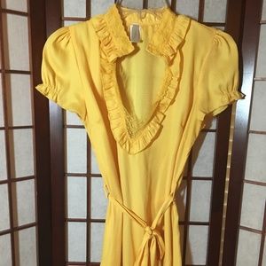 Whimsy Yellow Ruffle & Lace Blouse